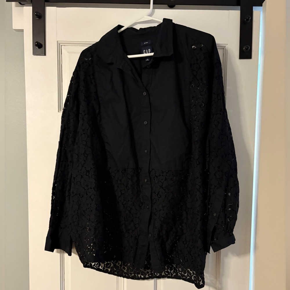 GAP Black Lace ‘Big Shirt’ Blouse